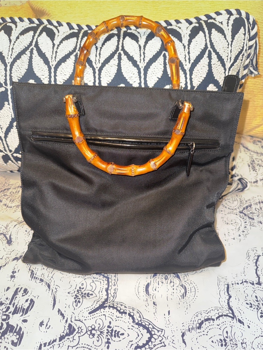 Gucci Black vintage Tote Bag with Bamboo Handles - Picture 2 of 9